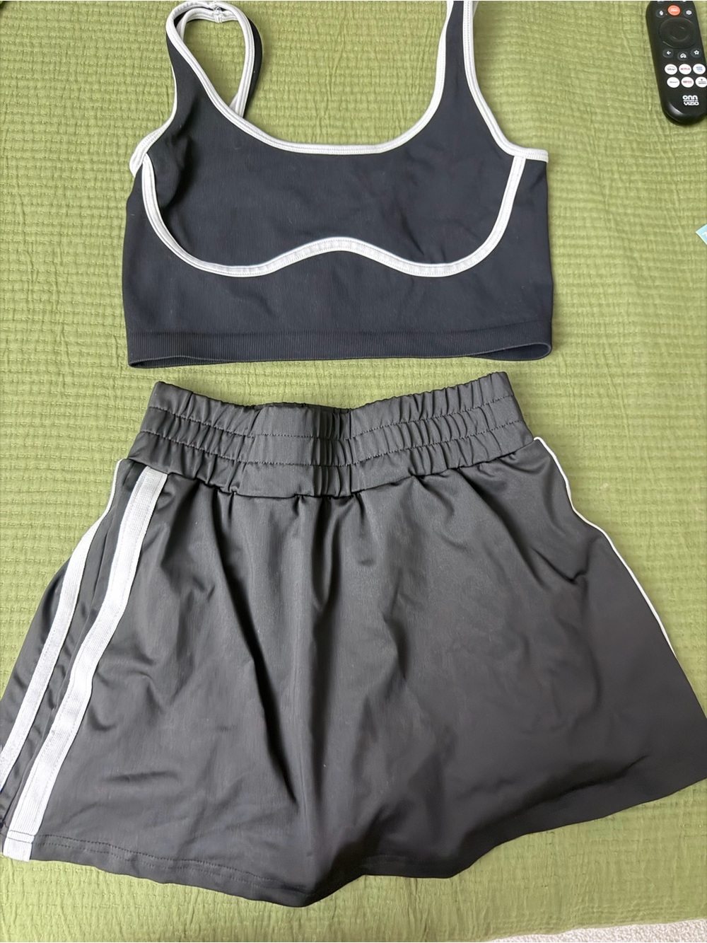 SHEIN Black Mini Skirt with White Side Stripes